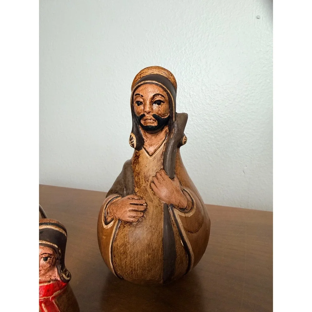 VTG Folk Peruvian‎ Ceramic Nativity Set of 5 Figures Peru Christmas handmade